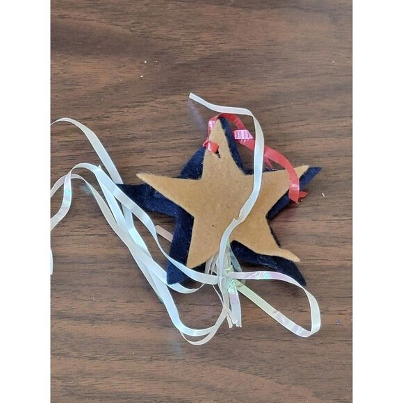 Handmade blue star ribbon felt ornament Xmas decor - Picture 1 of 3
